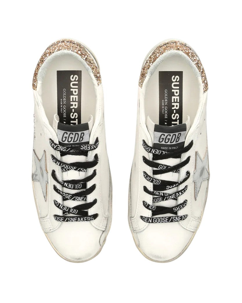 Кеди Golden Goose White Superstar Sneakers With Golden Glitter