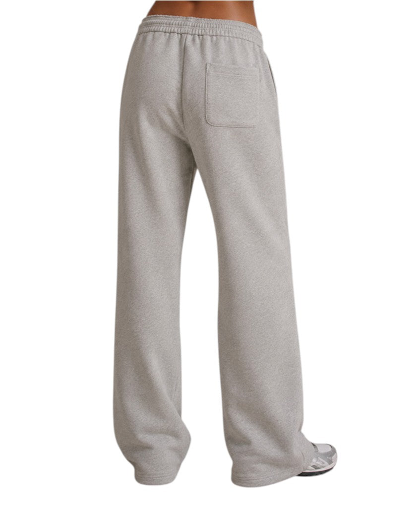 Adanola Varsity Straight Leg Sweatpants Grey Melange/Marshmallow White