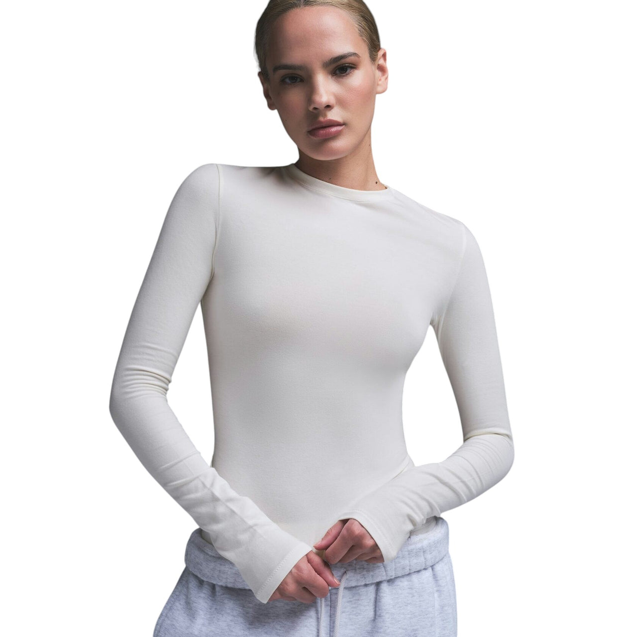 Skims Soft Smoothing Seamless Long Sleeve T-Shirt Marble