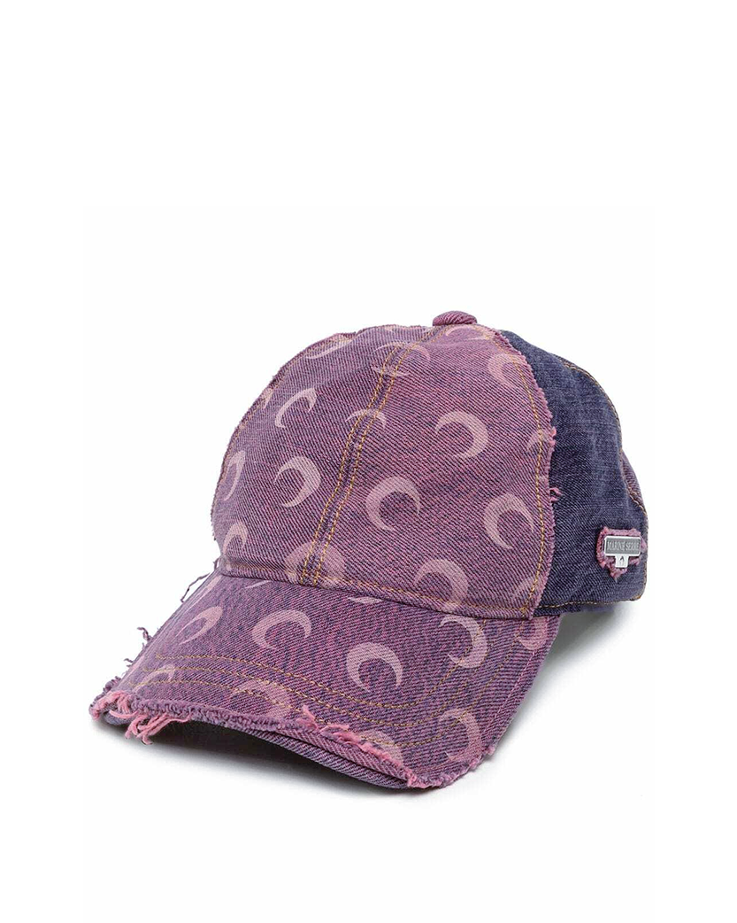 Marine Serre distressed Crescent Moon-print cap Pink