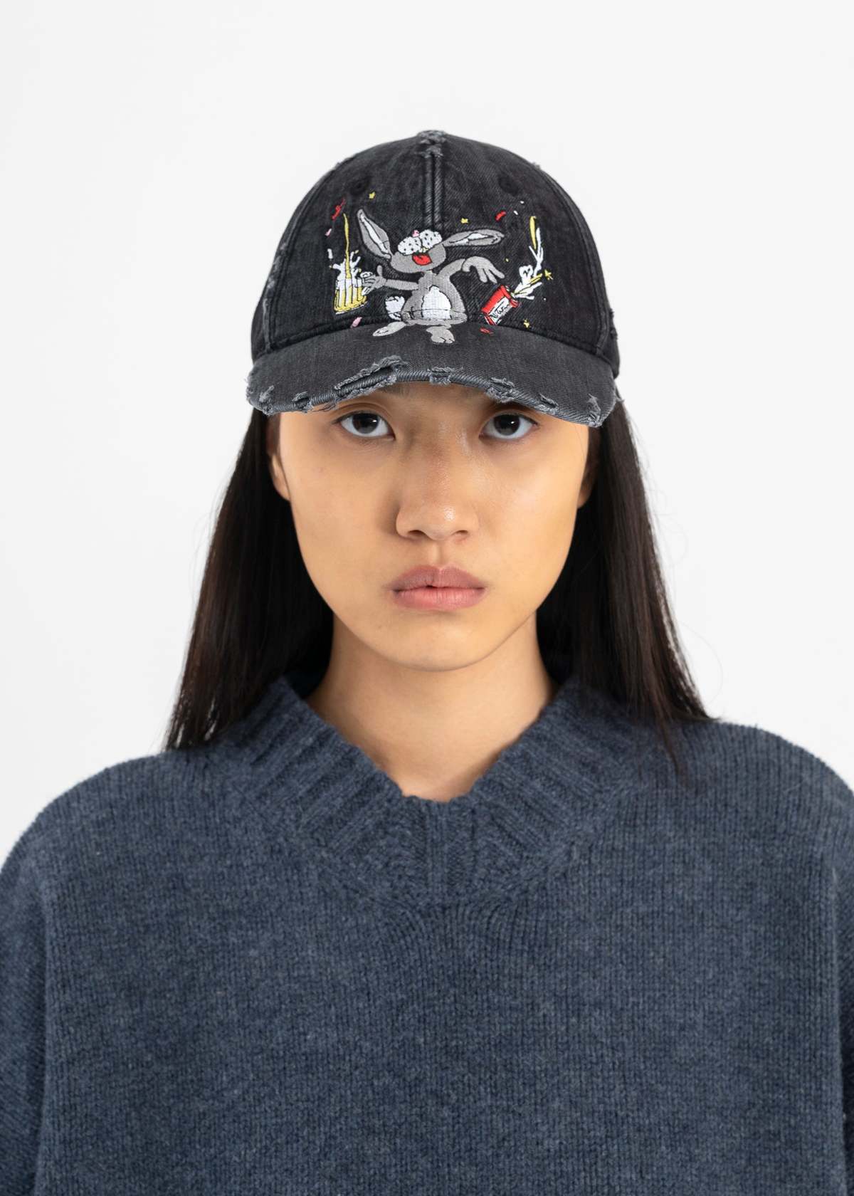 Martine Rose Bunny Cap Washed Black