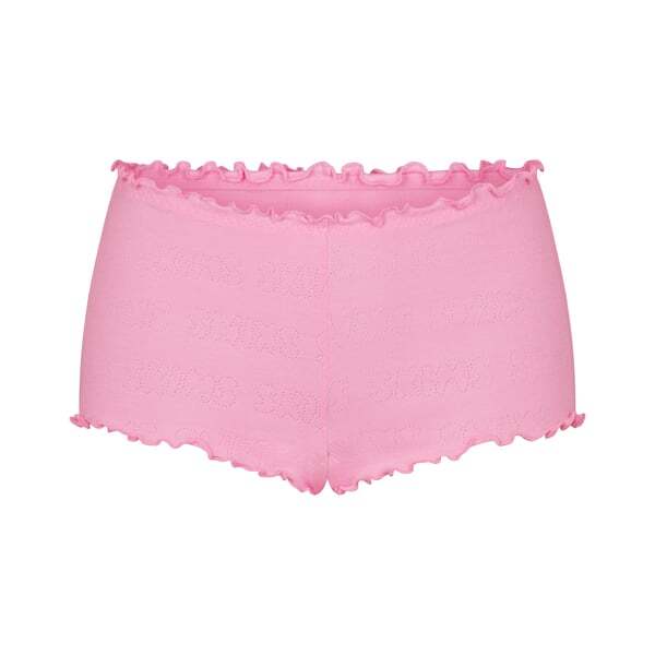 Skims Logo Pointelle Mini Short Bubble Gum