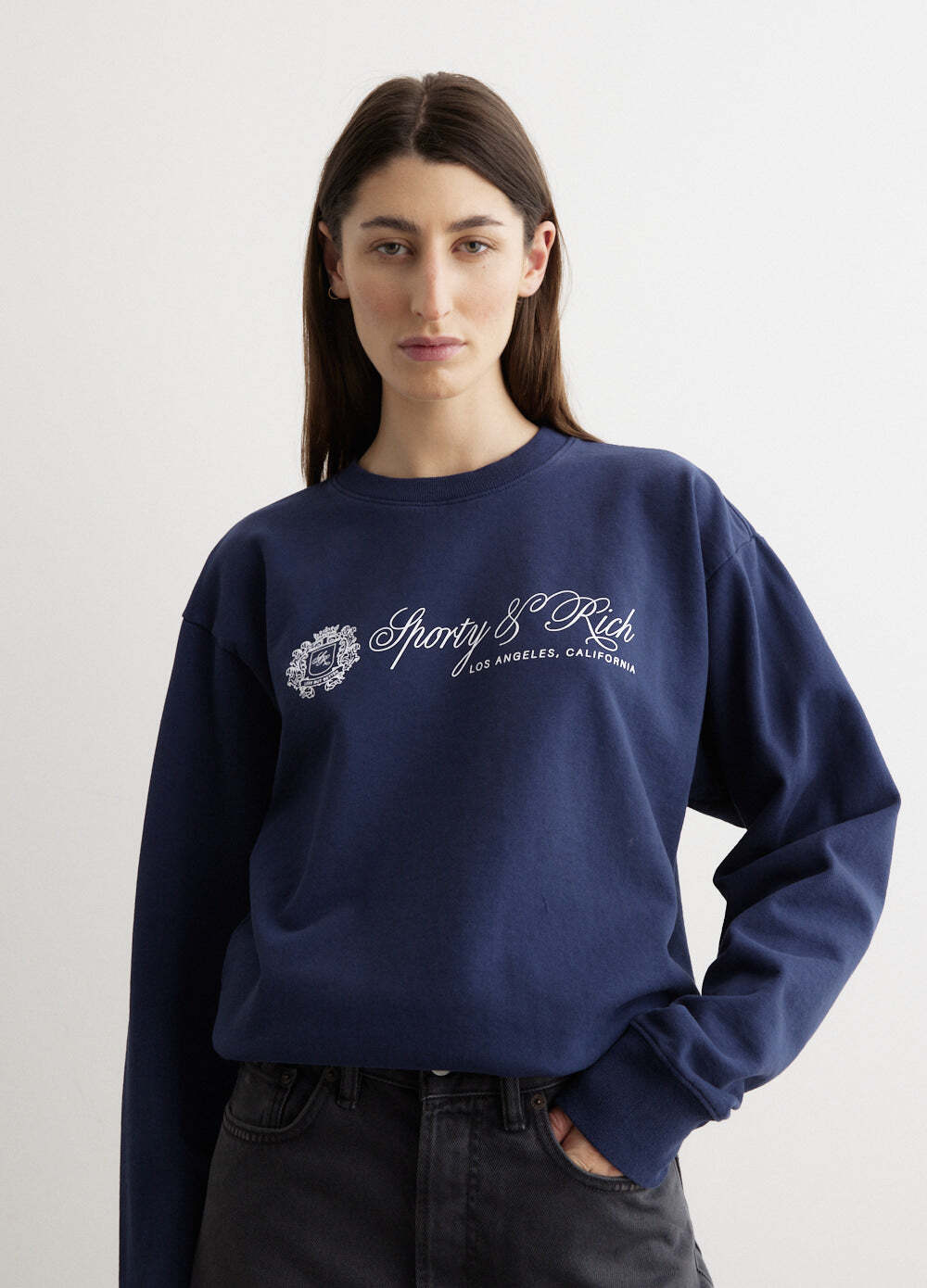 Sporty & Rich Regal Crewneck Sweatshirt Navy