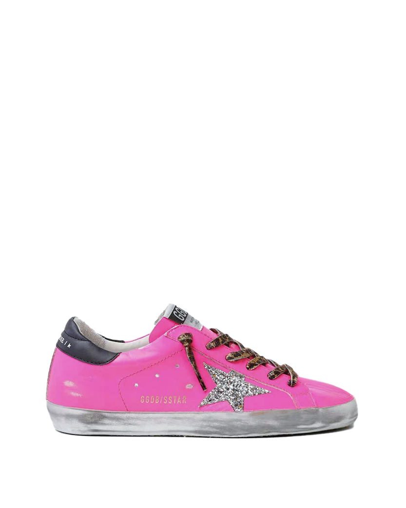 Golden Goose Fuchsia Superstar Sneakers With Glitter Star