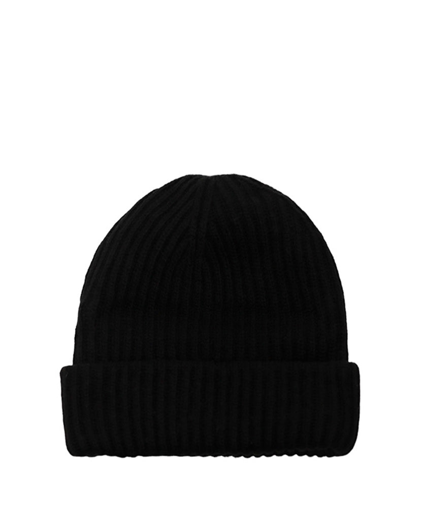 GANNI Wool Rib Knit Beanie Black