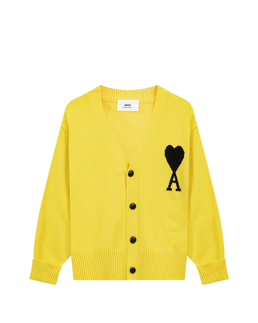 AMI Paris Ami de Coeur Cardigan Yellow - SSTORIES