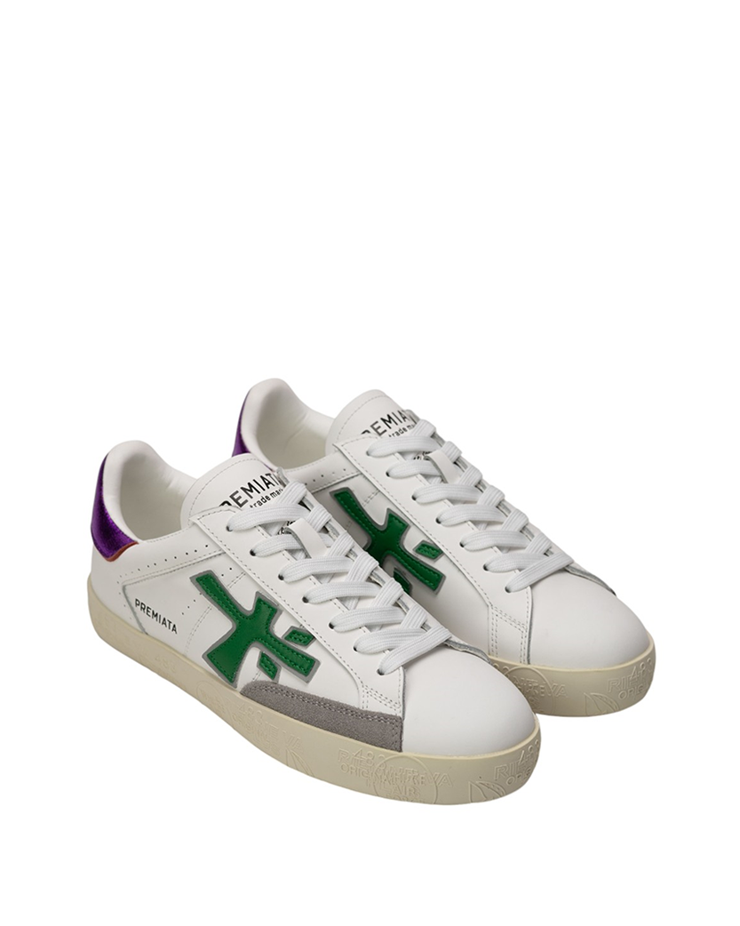 Premiata Stevend Sneakers White with Green Logo
