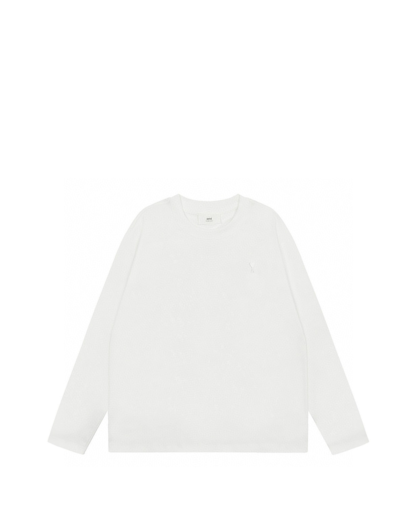 AMI Paris Ami De Coeur Tonal Small Heart Long Sleeve White