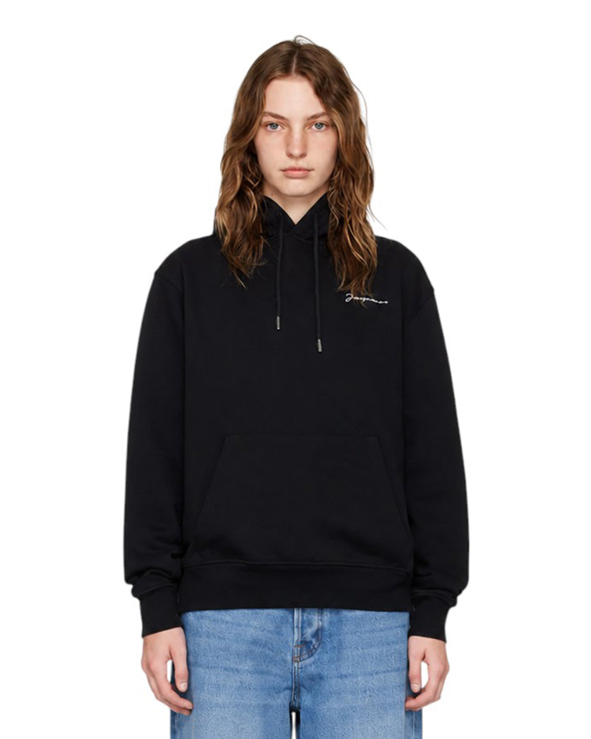 Jacquemus Embroidered Logo Hoodie Black