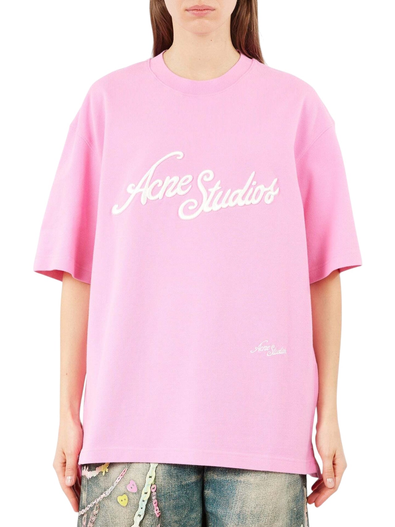 Acne Studios Exford Tourist Logo T-Shirt Bubble Pink