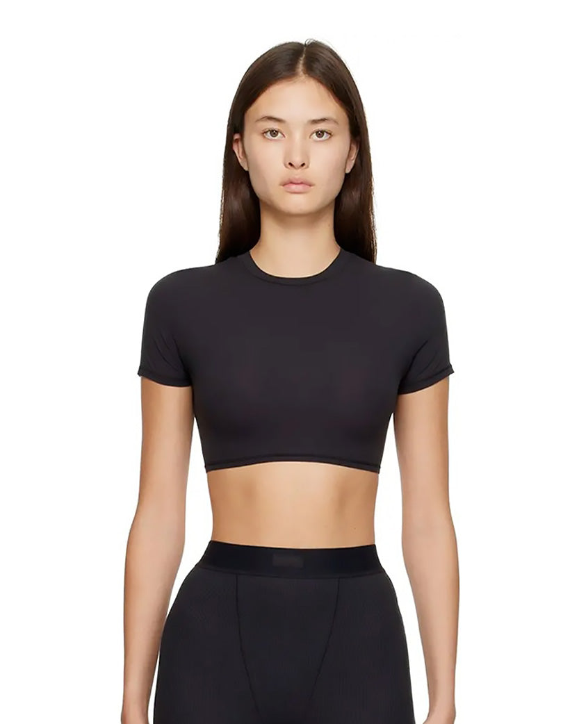 Skims Fits Everybody Super Cropped T-Shirt Onyx