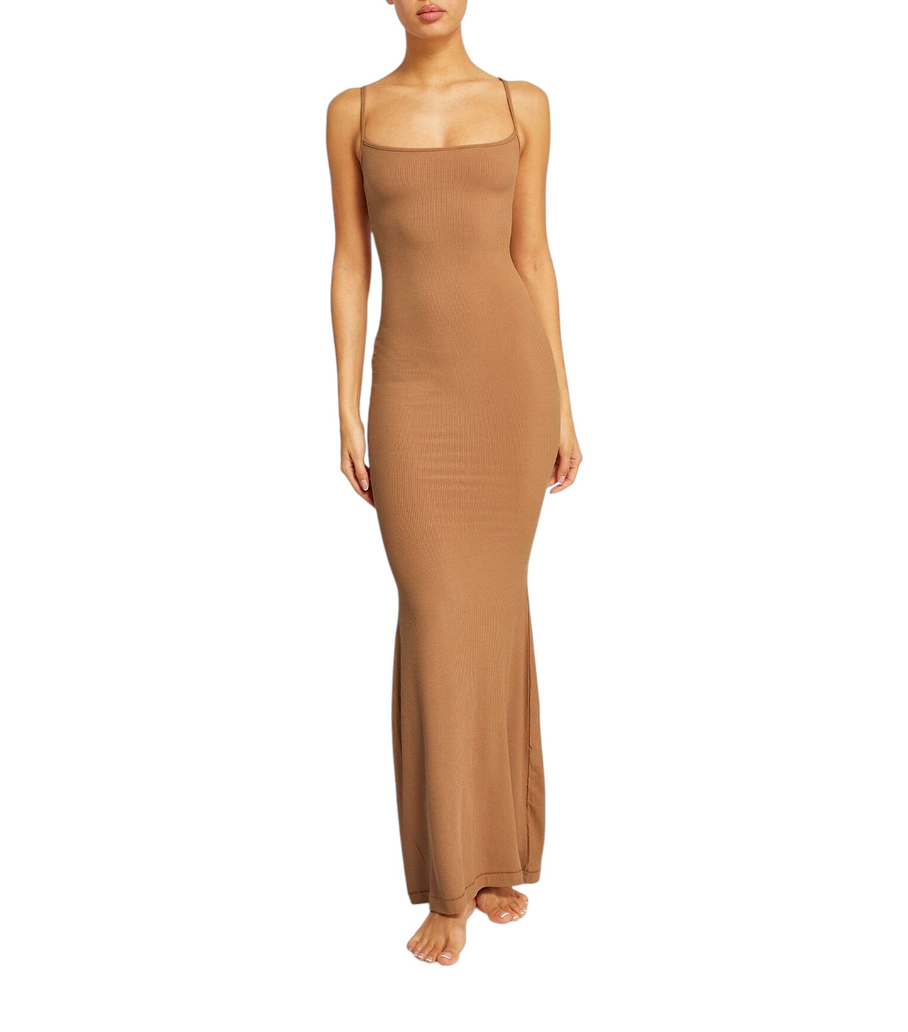 Skims Soft Lounge Long Slip Dress Camel