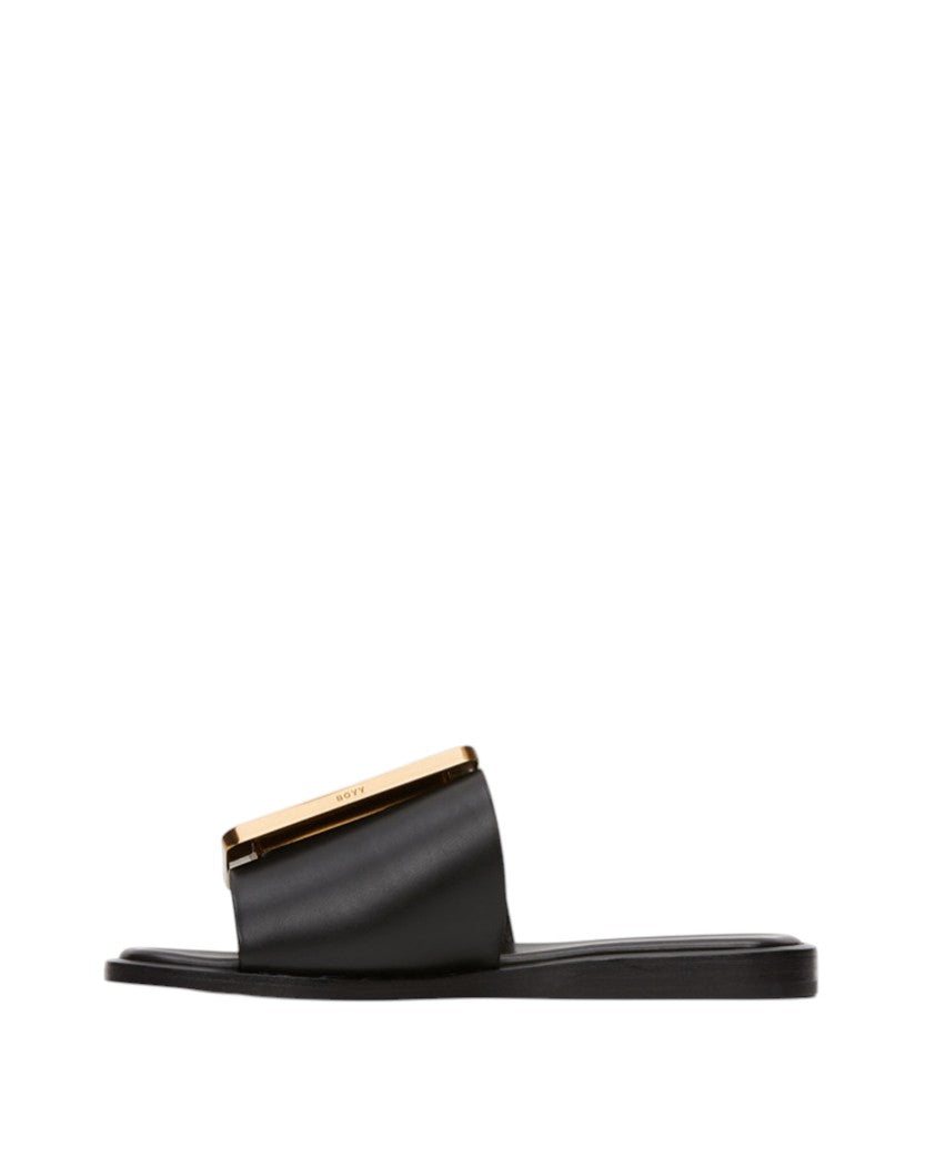 BOYY Buckle Flat Sandals Black