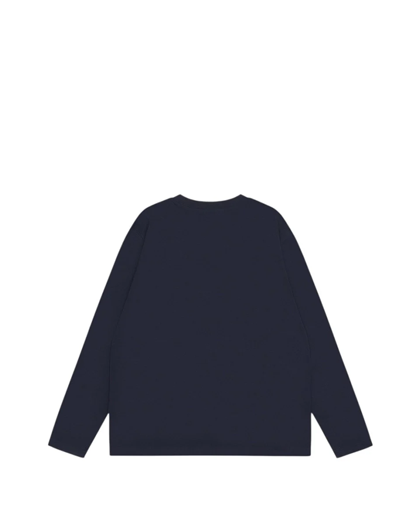 AMI Paris Ami De Coeur Tonal Small Heart Long Sleeve Navy Blue