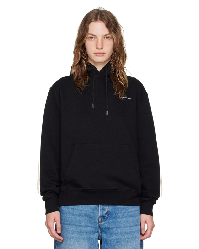 Jacquemus Embroidered Logo Hoodie Black