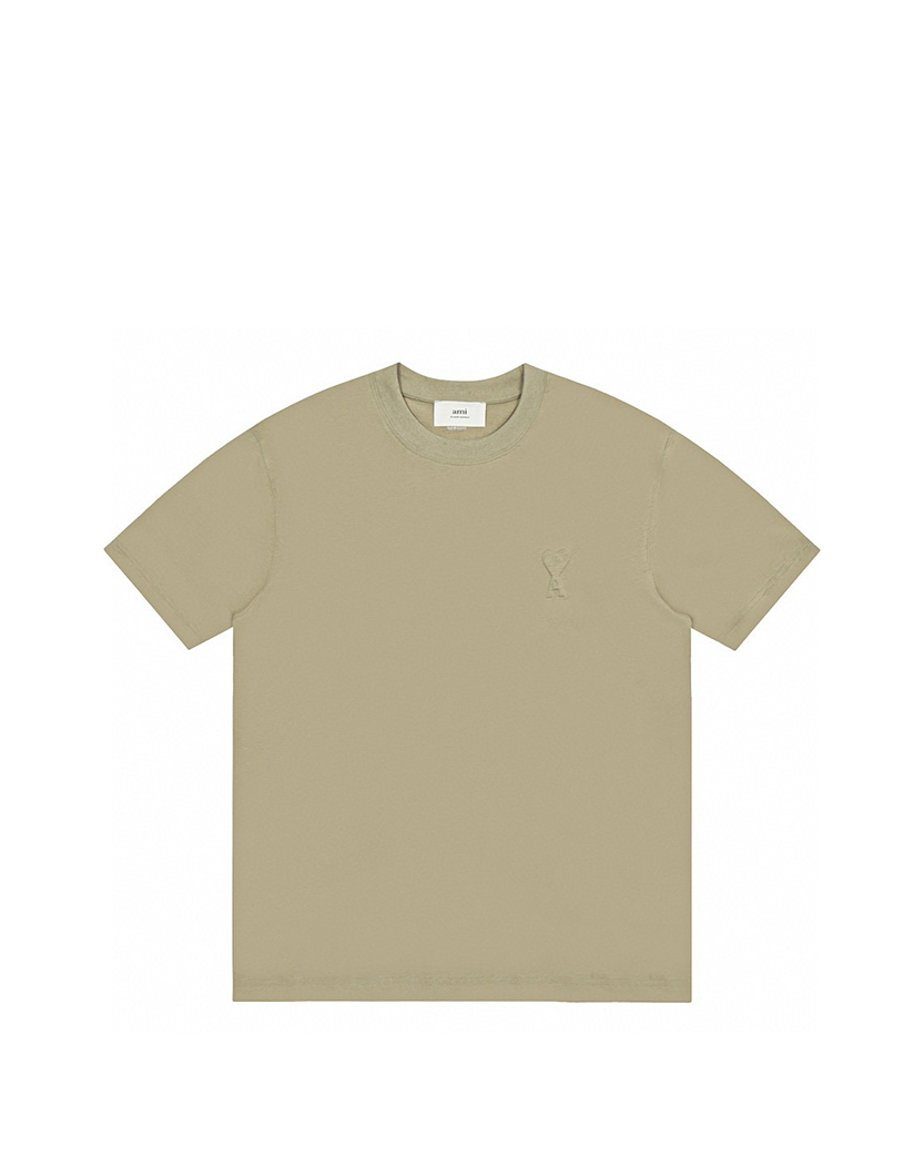 AMI Paris Ami De Coeur Embossed Heart T-Shirt Khaki