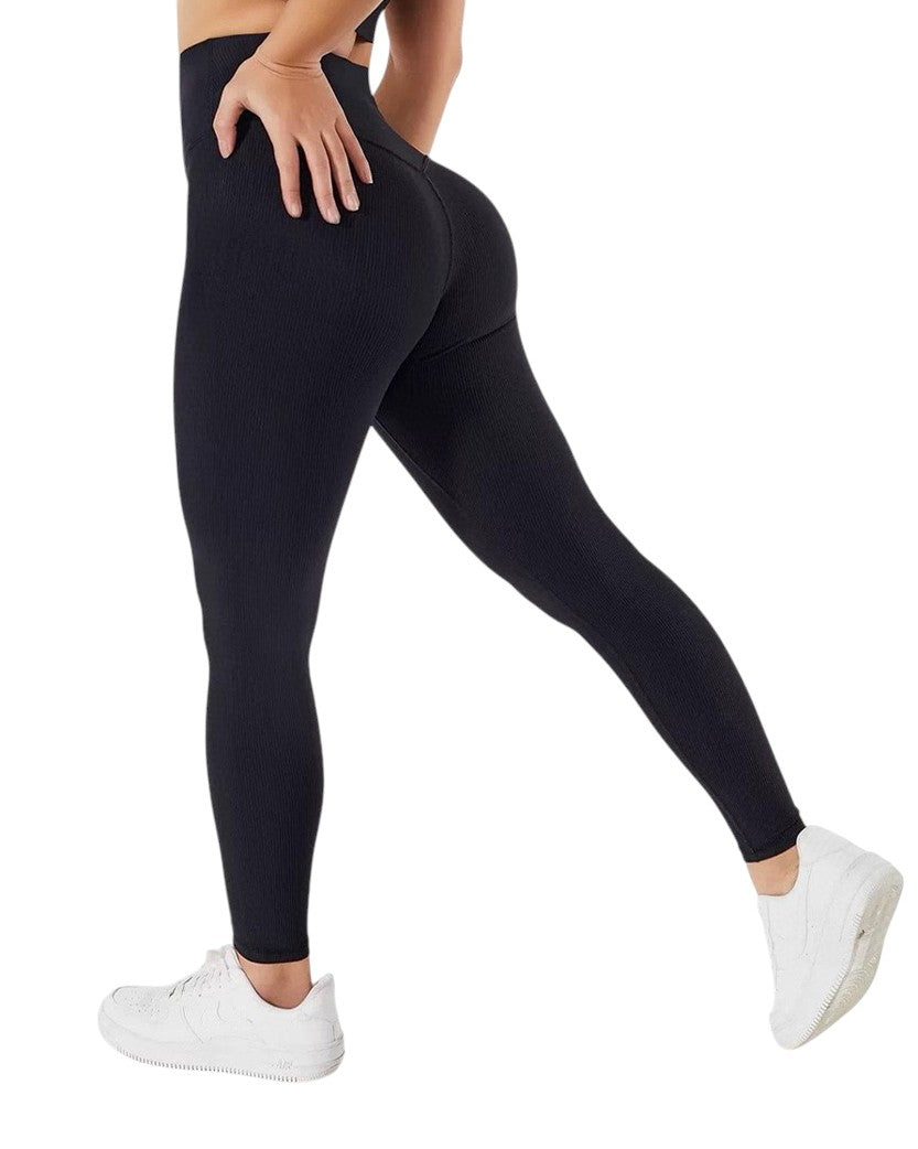 Alo Yoga Ribbed High Waist Leggings Black X8874-BK
