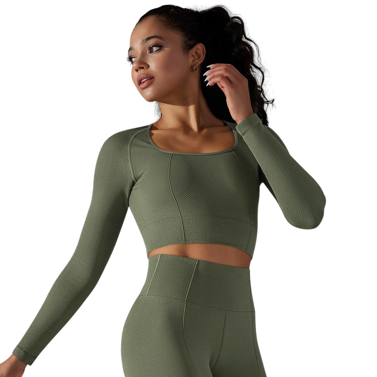 Alo Yoga Tight Fit Sports Long Sleeve Olive