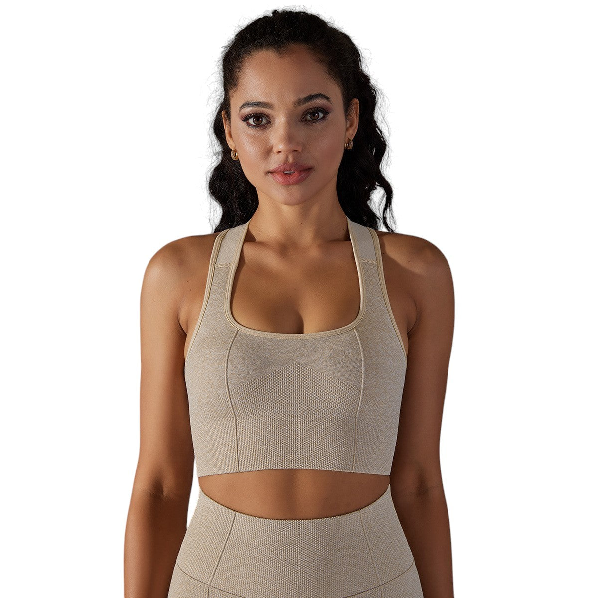 Alo Yoga Tight Fit Sports Top Beige