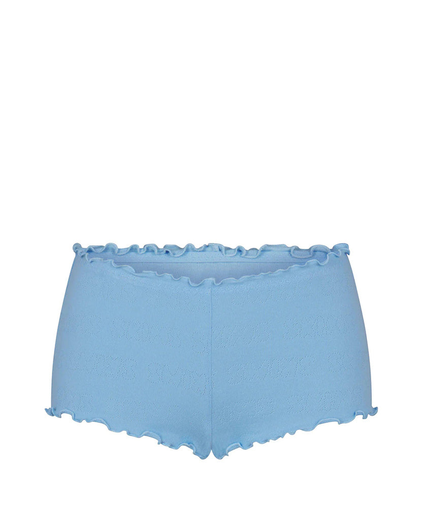 Skims Logo Pointelle Mini Short Iris Blue