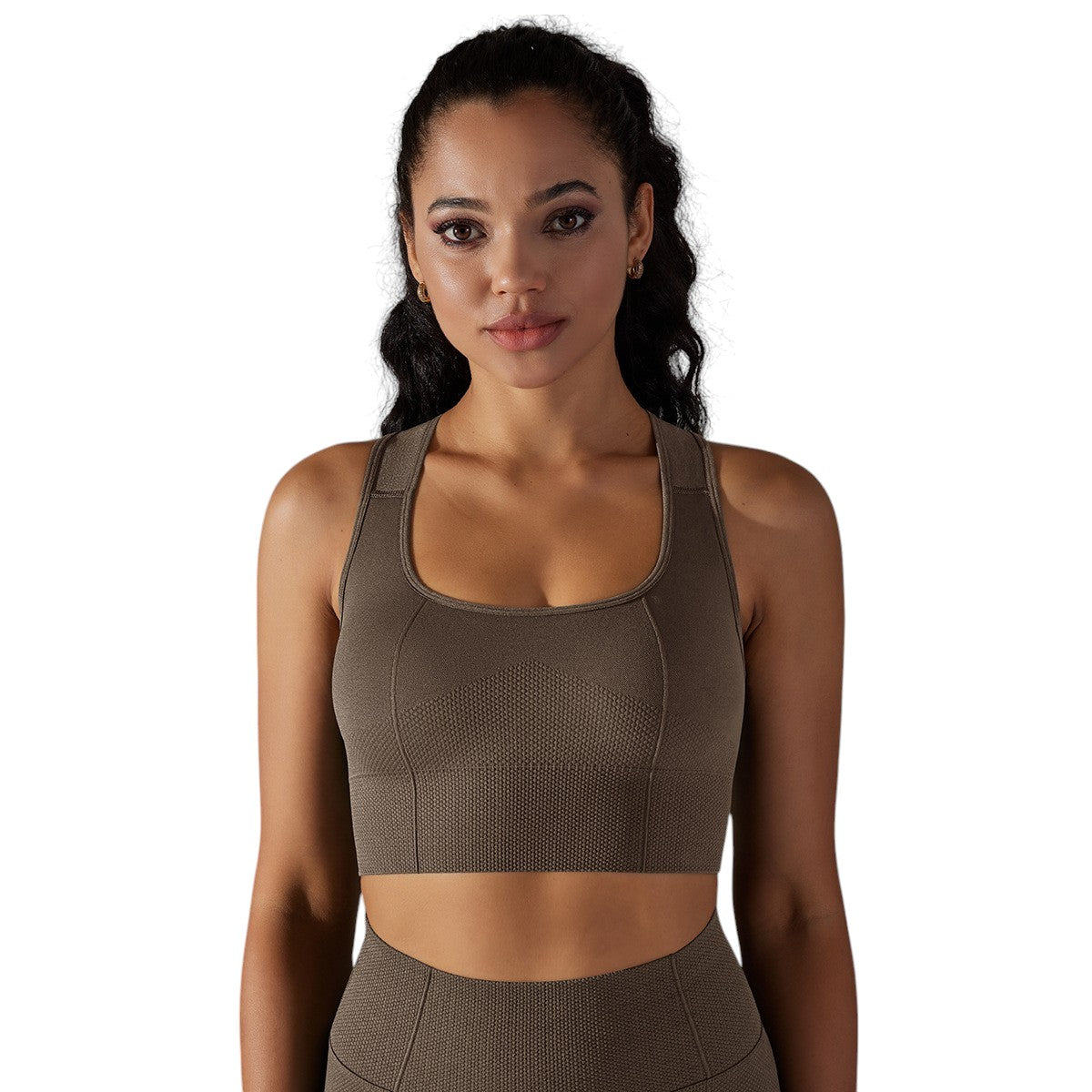 Alo Yoga Tight Fit Sports Top Dark Coffee