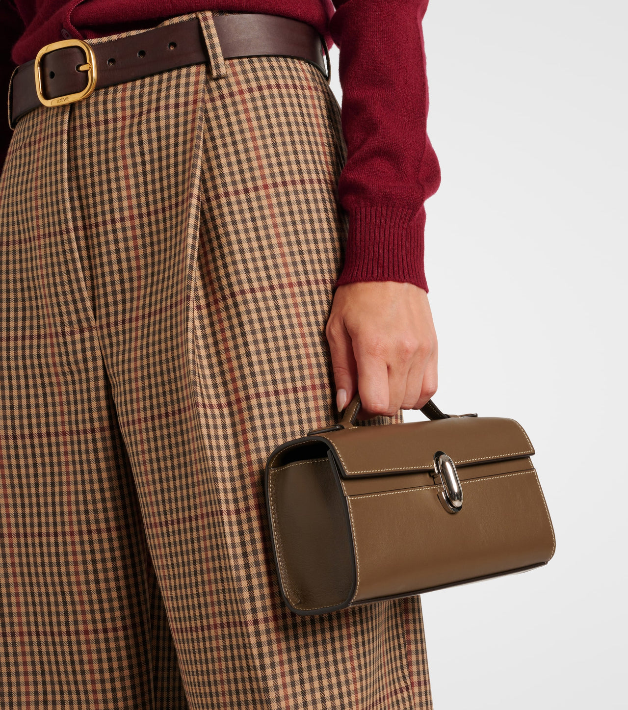 Savette Symmetry Pochette Leather Tote Bag Mink