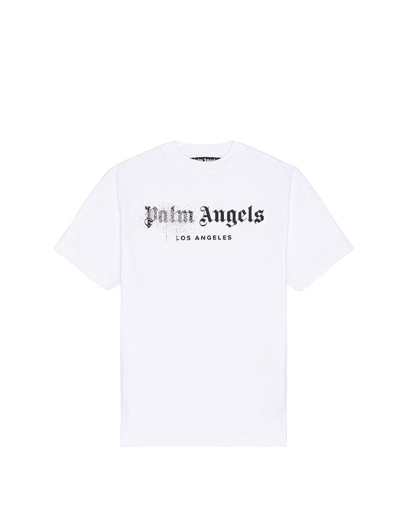 Palm Angels Los Angeles Rhinestone Logo T-Shirt White