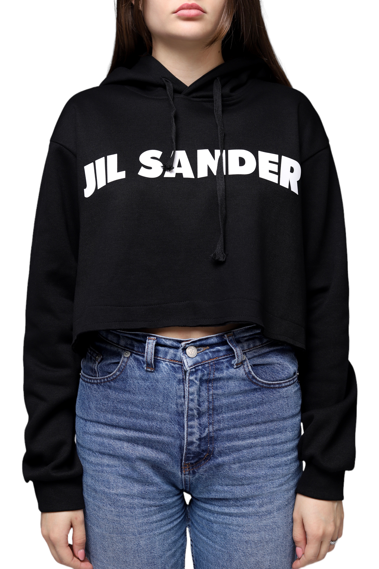 Jil Sander Printed Patch Hooded Long Sleeve Black
