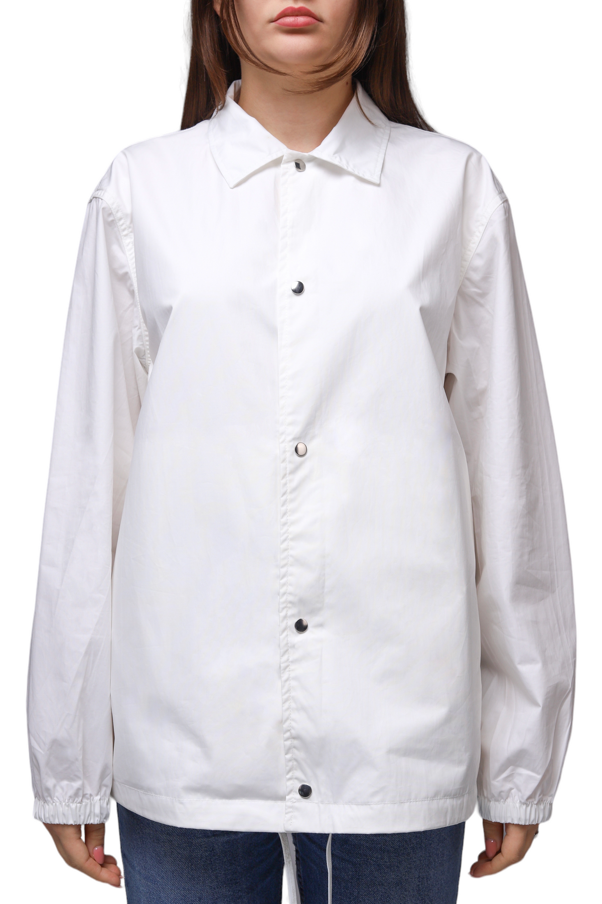 Jil Sander Logo Print Back Coach Jacket White