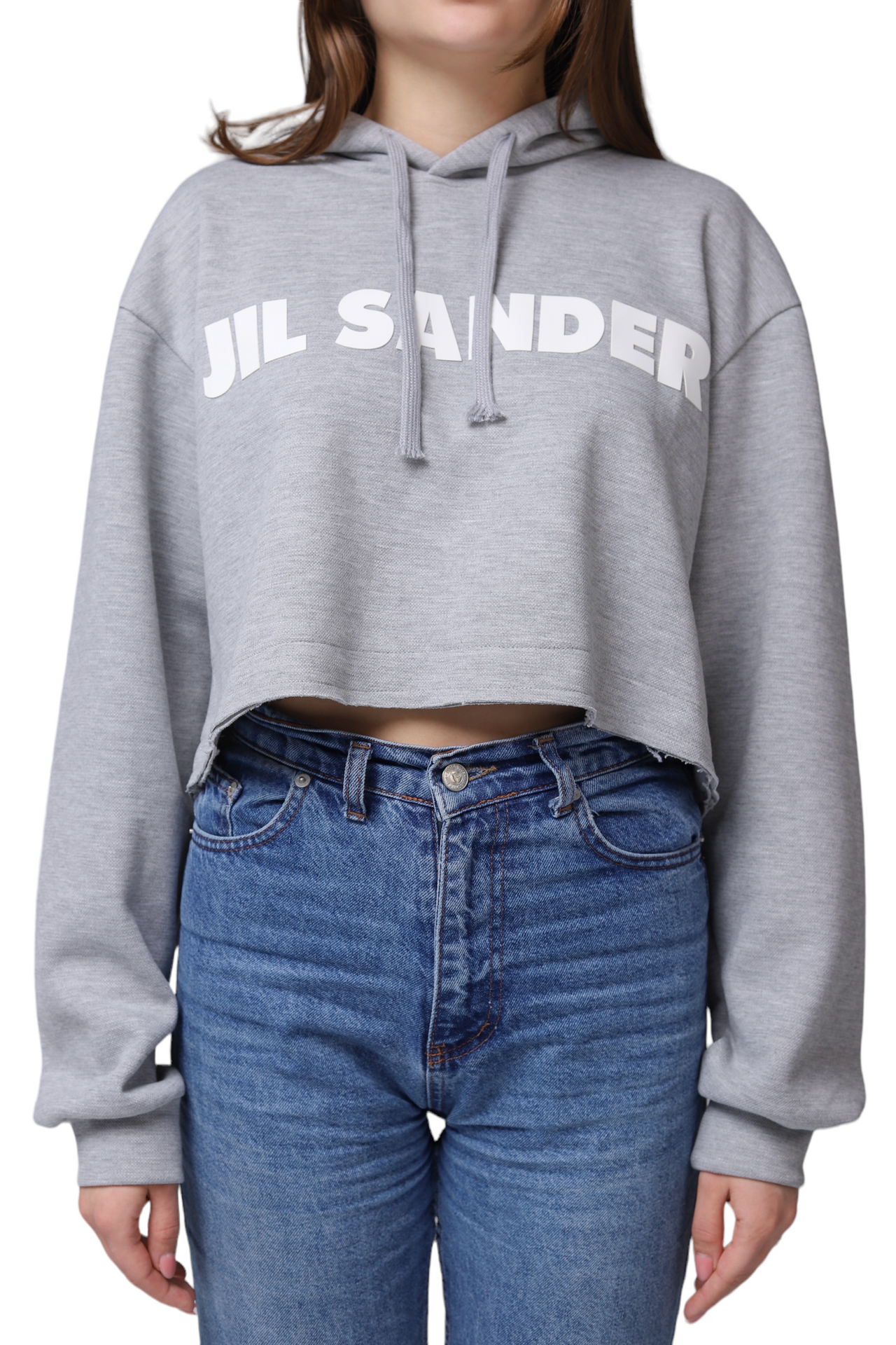 Jil Sander Printed Patch Hooded Long Sleeve Grey
