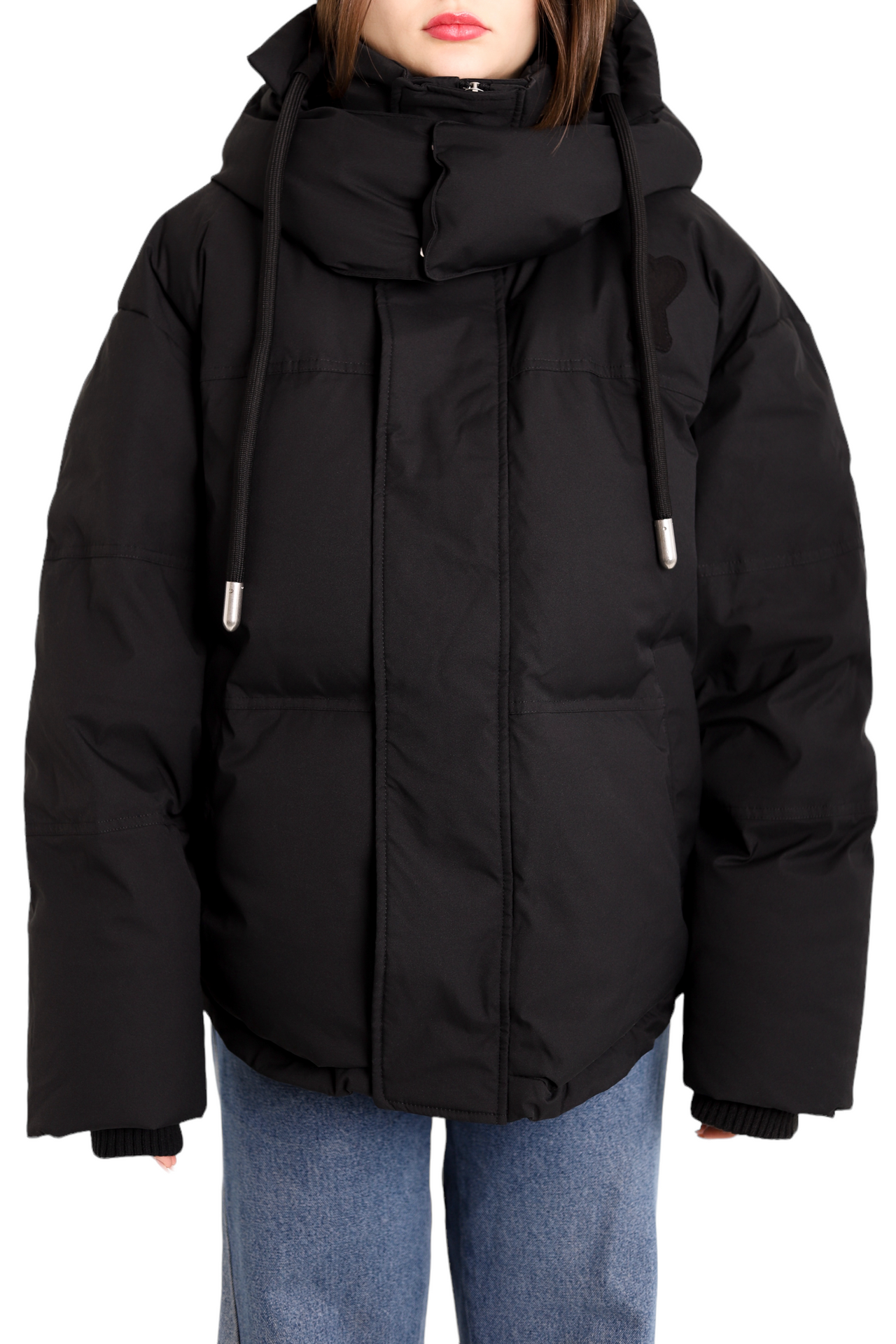 AMI Paris Ami de Coeur-Patch Padded Jacket Black