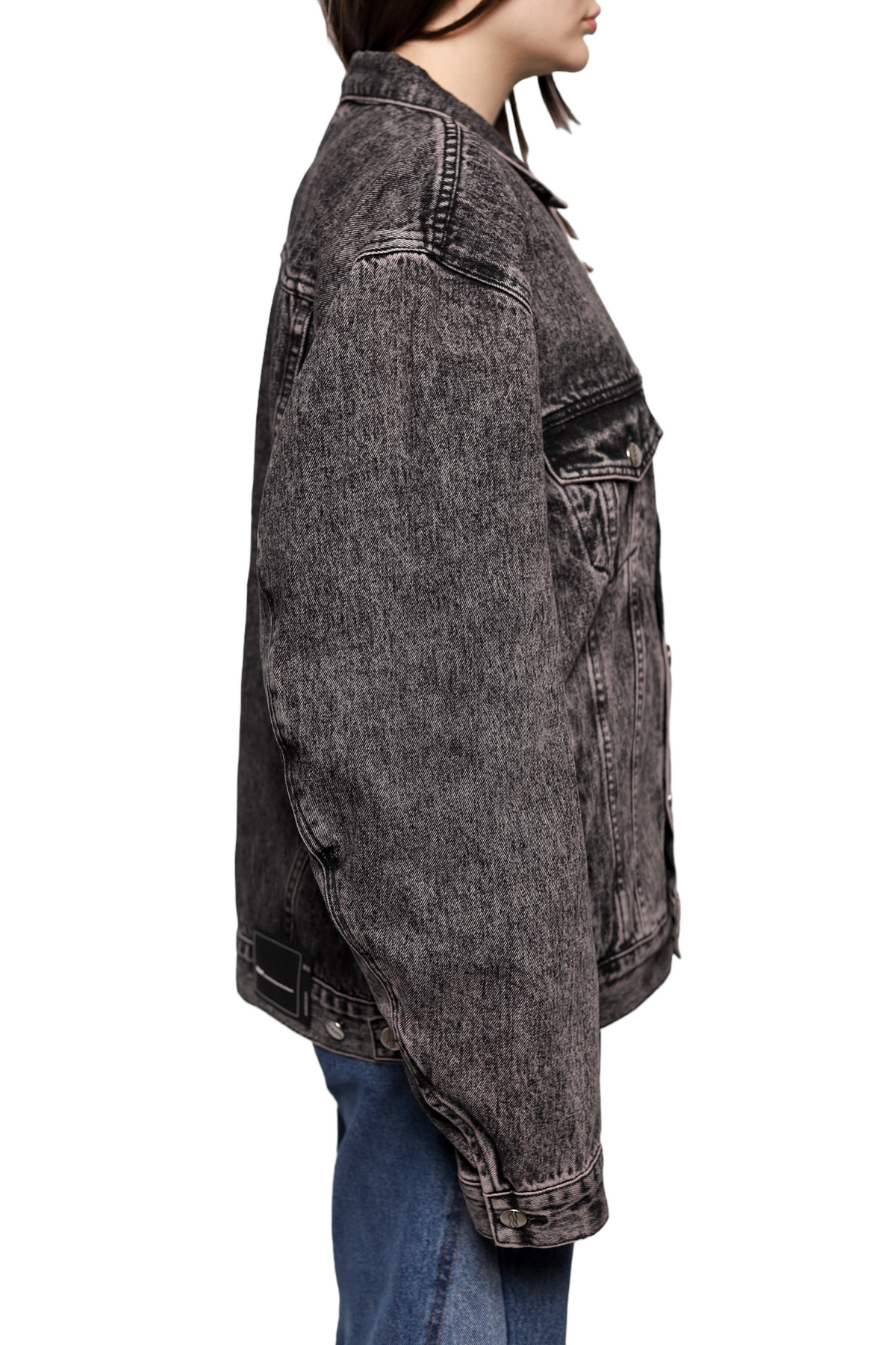 We11done logo-patch Oversized Denim Jacket Washed Grey