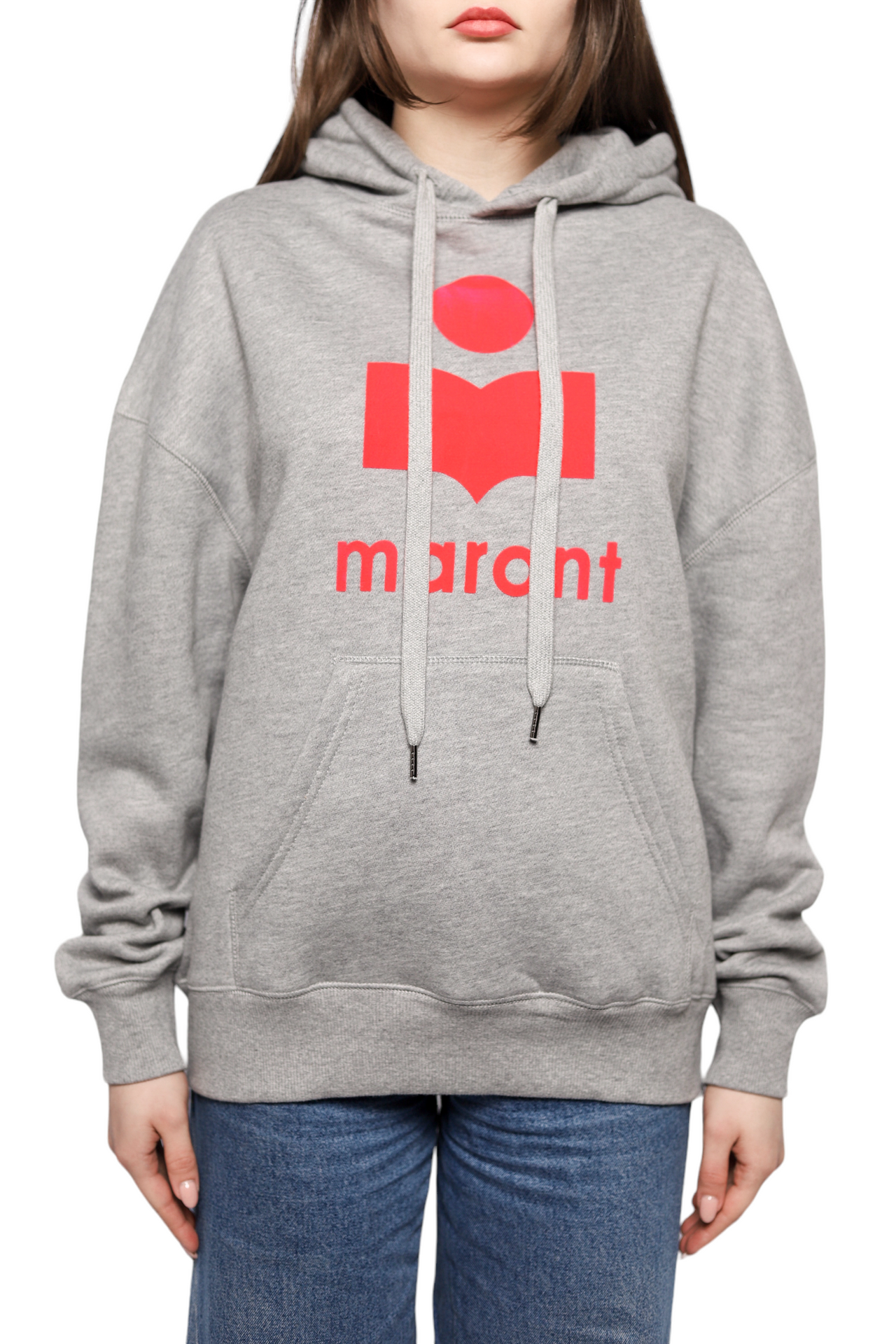 Isabel Marant Étoile Mansel flocked-logo hoodie Grey