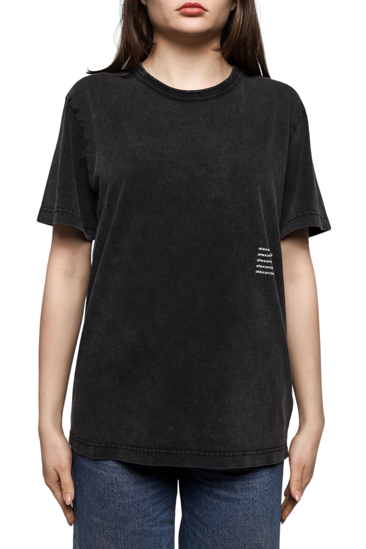 Alexander Wang Acid Wash Tee In High Twist Jersey