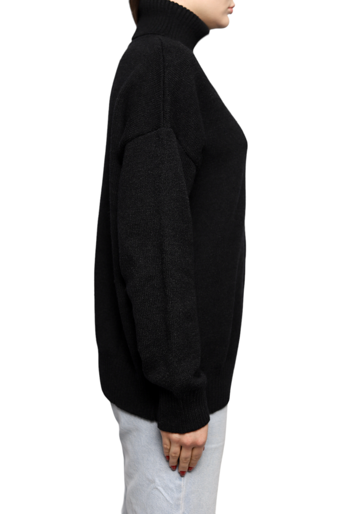 AMI Paris Ami de Coeur Lurex Funnel Neck Sweater Black