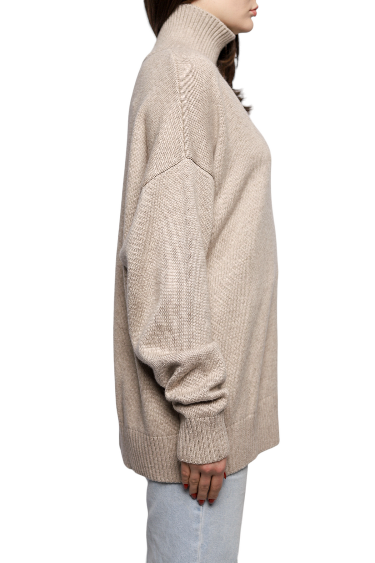 AMI Paris Ami de Coeur High-neck Jumper Beige
