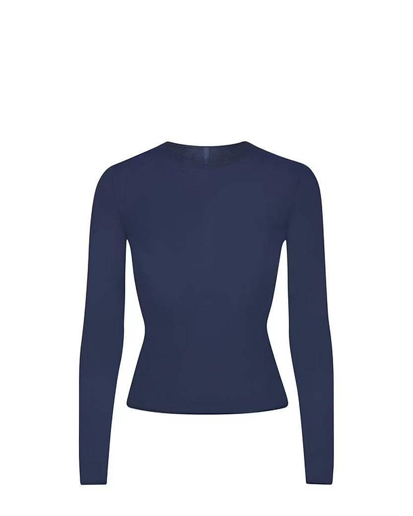 Skims Soft Smoothing Seamless Long Sleeve T-Shirt Navy
