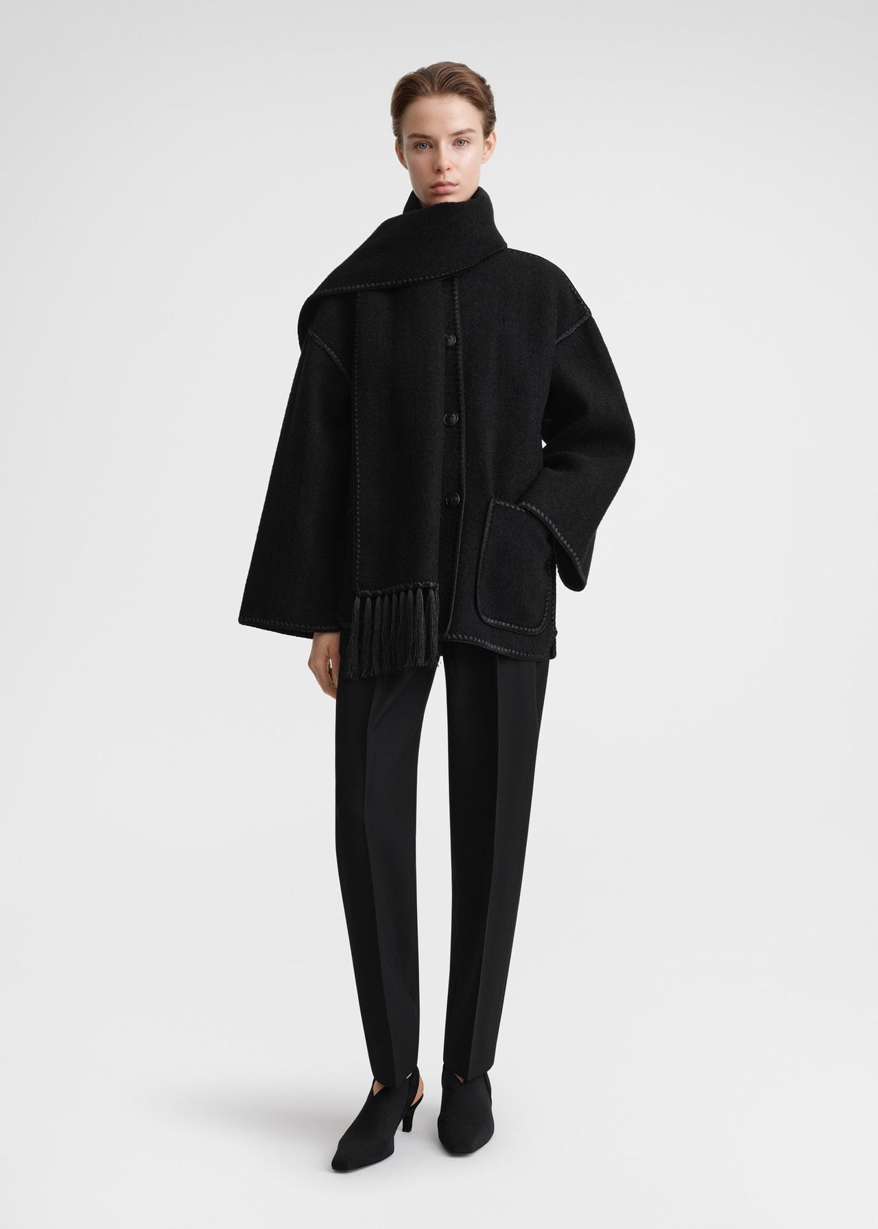 Toteme Embroidered Scarf Jacket Black