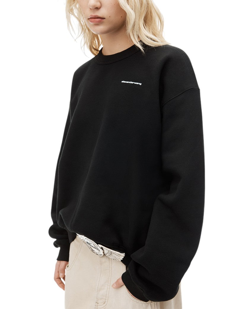 Alexander Wang Crewneck Sweatshirt in Dense Fleece Black