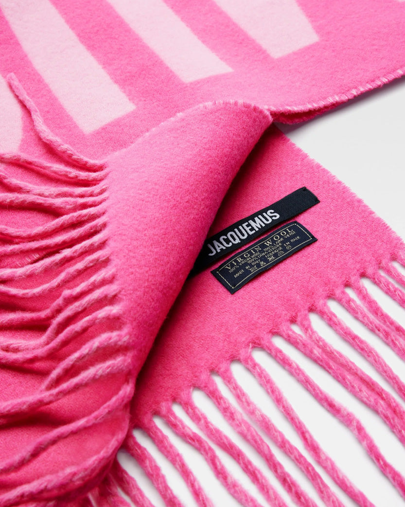 Шарф Jacquemus Logo Jacquard Fringed Edge Scarf Multi-Pink | SSTORIES