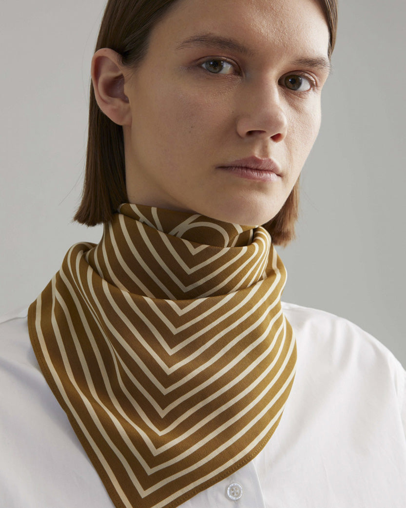 Toteme Signature Monogram Silk scarf Brown
