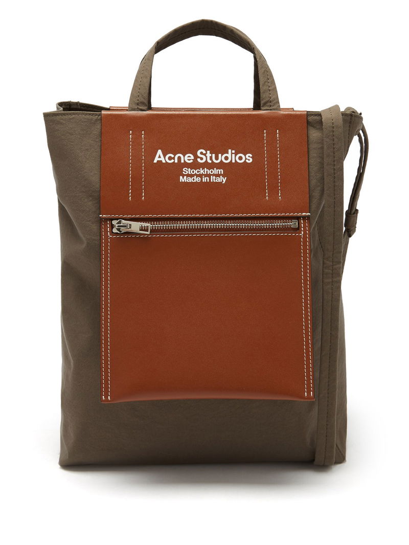 Acne Studios Baker Out medium canvas and printed leather tote Brown