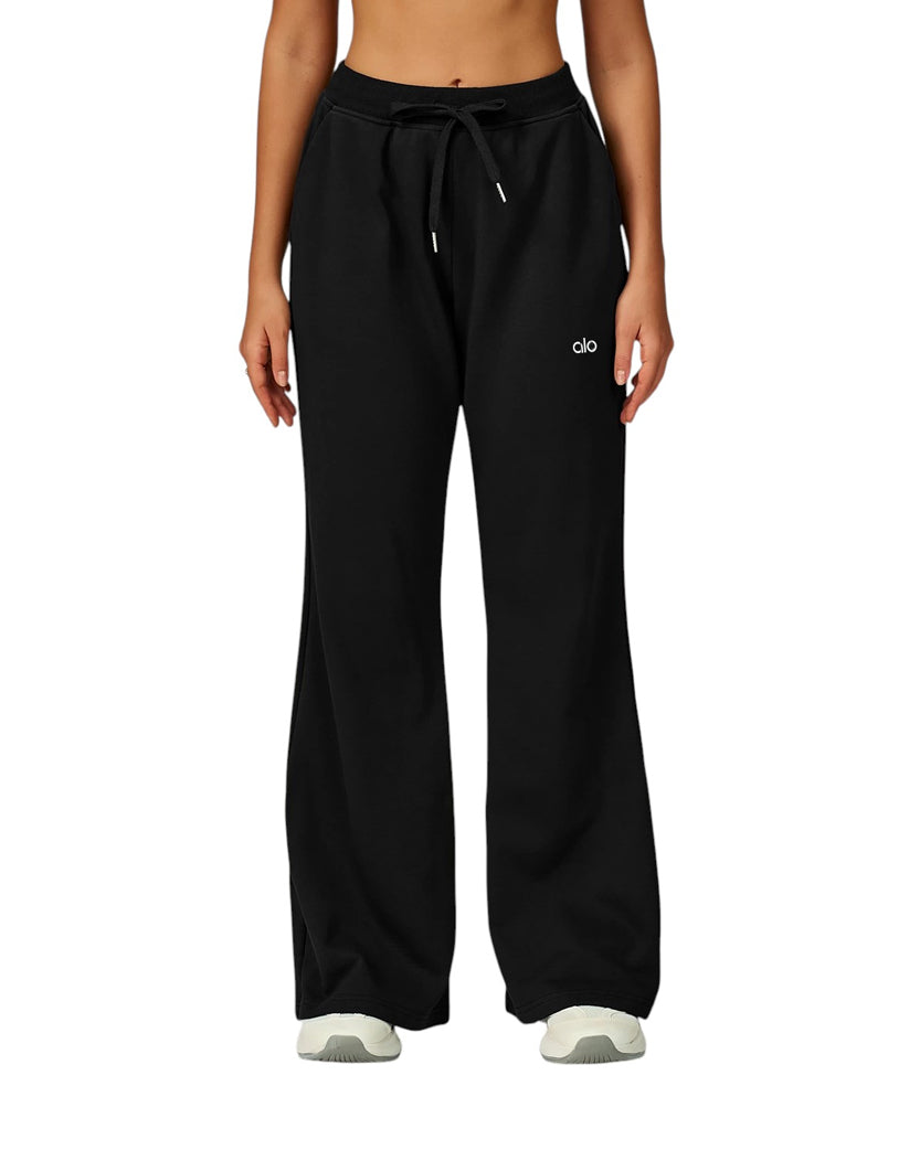 Alo Yoga Serenity Wide Leg Sweatpants Black EWK20302-BK