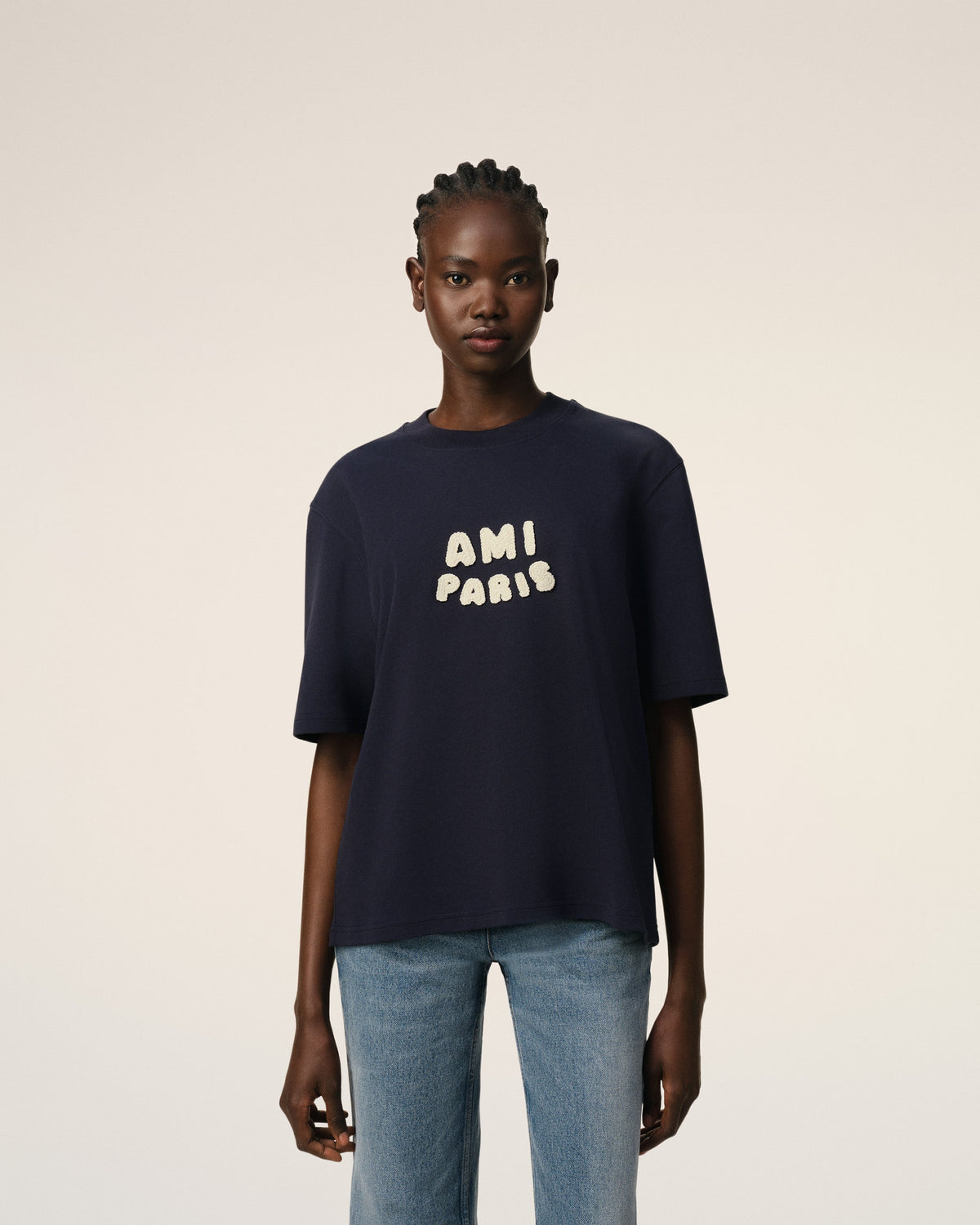 AMI Paris Patch T-Shirt Navy Blue