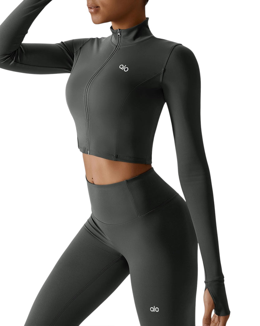 Alo Yoga Sleek Zip Jacket Graphite