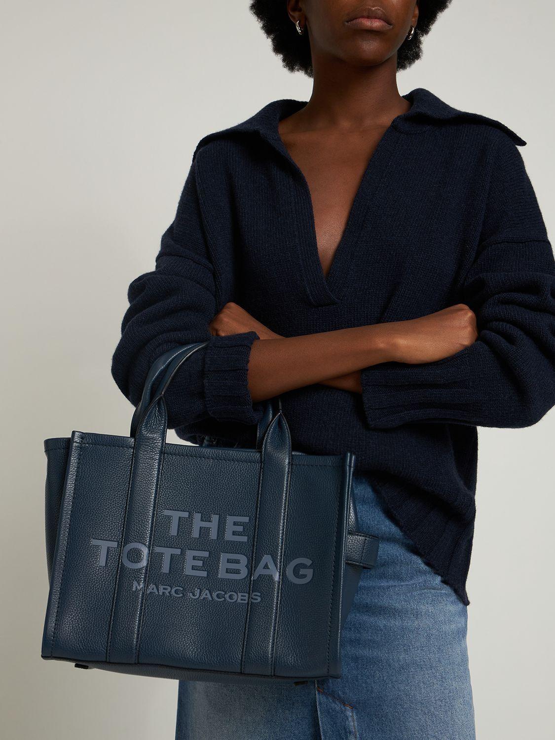 Marc Jacobs Leather Small Tote Bag Blue Sea