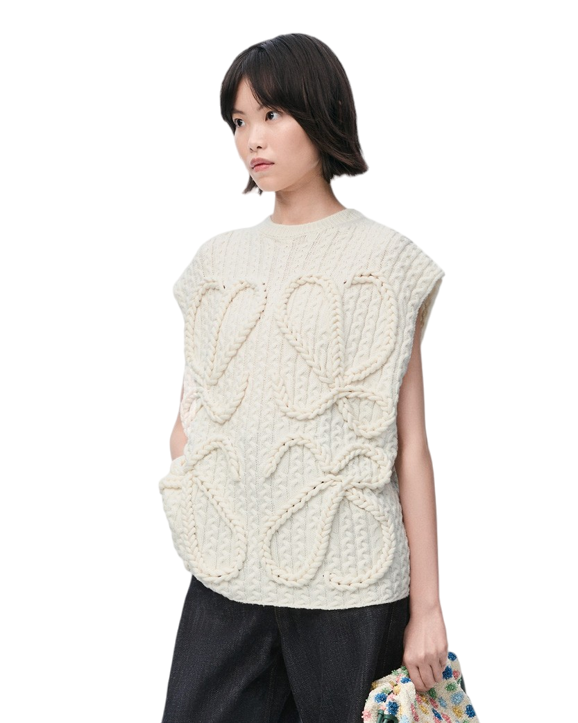 Loewe Anagram Vest in Wool White