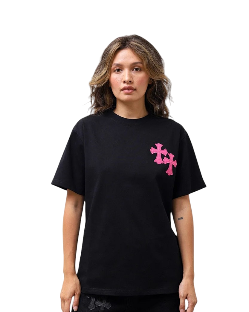 Chrome Hearts T-Shirt Black With Pink Logo CH109-BK