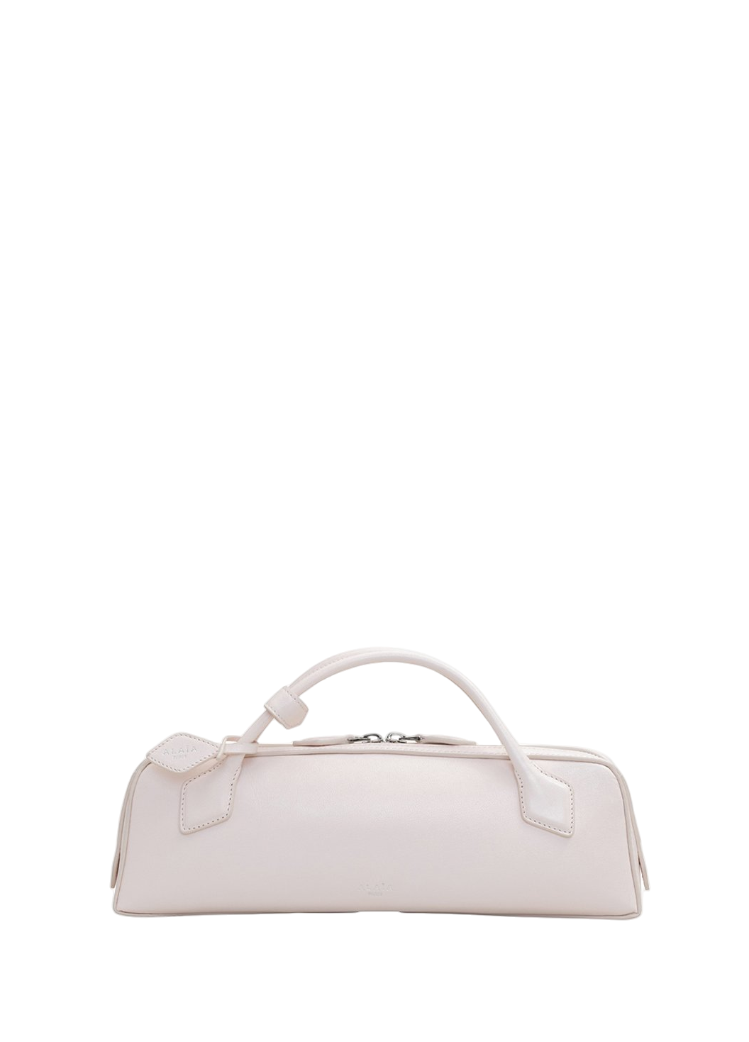 ALAIA Le Teckel Clutch In Shiny Goatskin White