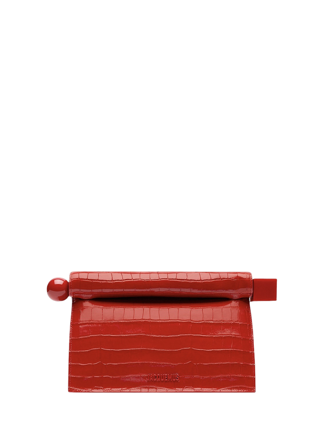 Jacquemus The Rond Carre Clutch Croc-Embossed Red